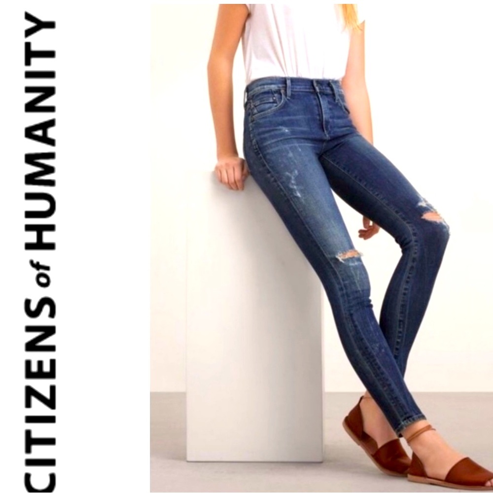 Citizens of Humanity rocket crop mid rise skinny distressed size 28